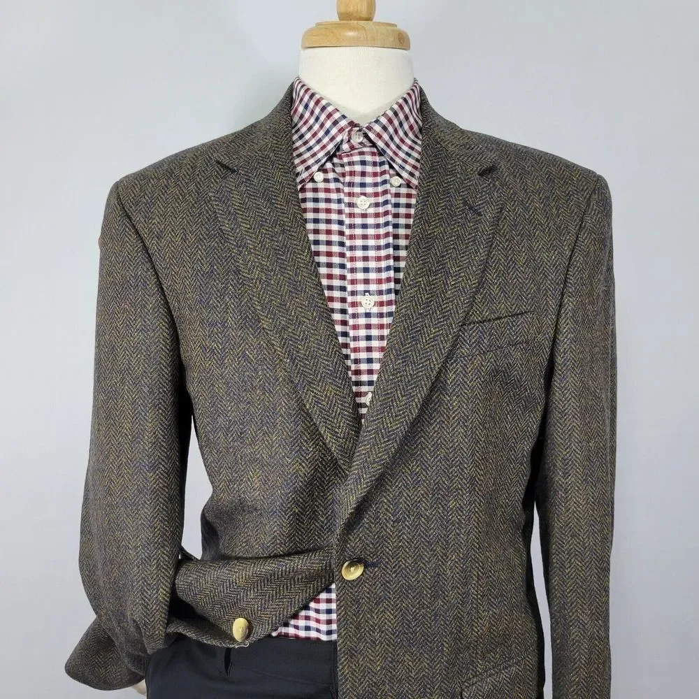 Nautica Men's Tweed Sport Coat Blazer Two Button Herringbone Wool Sz‎ 40L